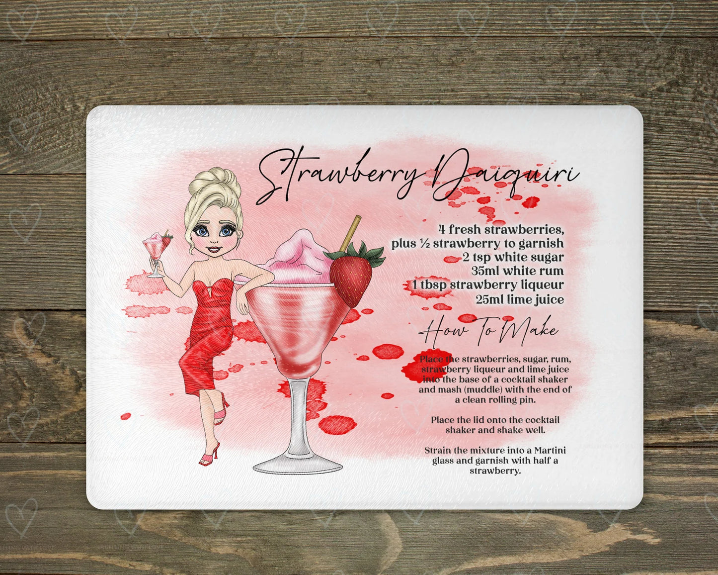 Cocktail Dolly Chopping Board - Strawberry Daquiri