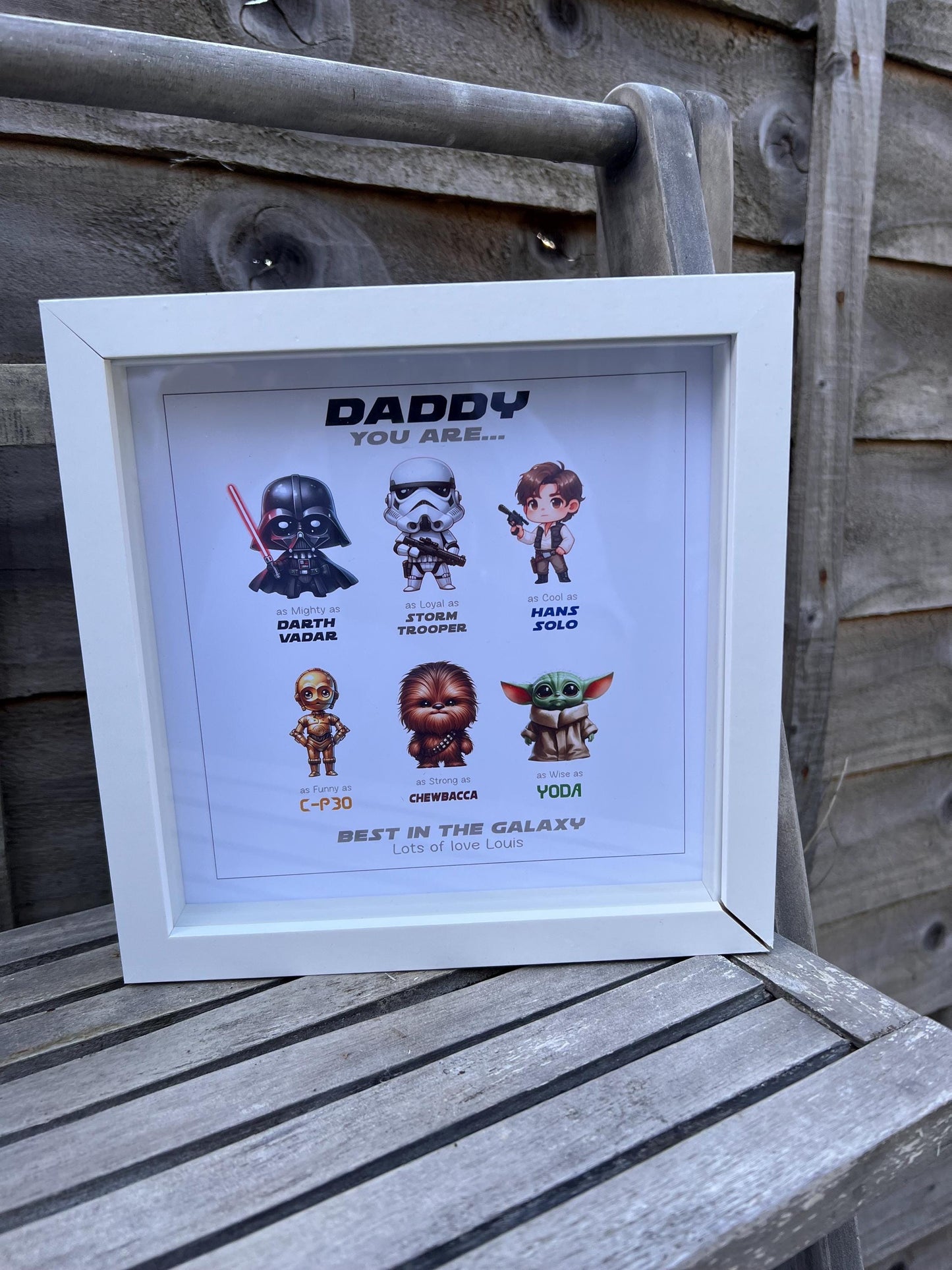 Personalised Character Frame | Personalised Star Wars FunkoPop Inspired Frame | Birthday Dad Son Daughter Friend Teacher Mum Gifts