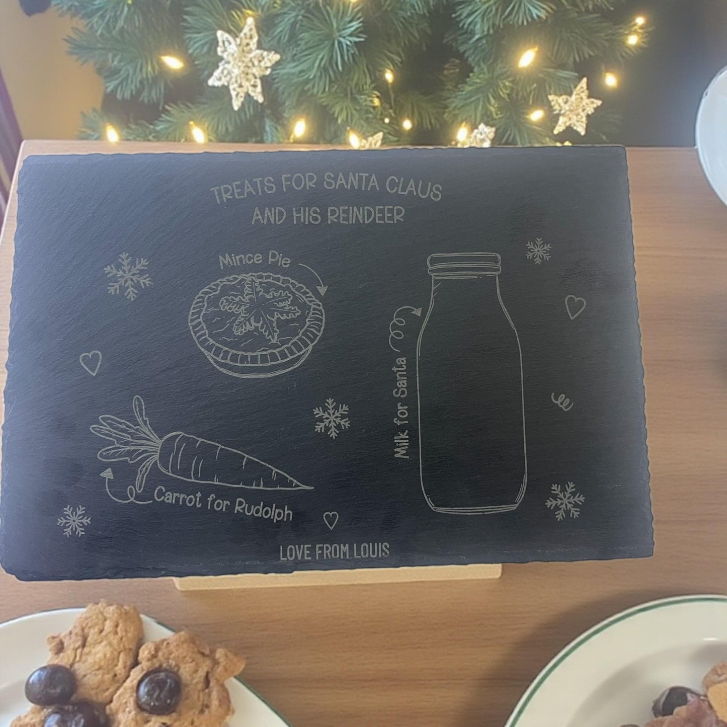 Christmas Eve Treat Board for Father Christmas | Personalised Laser engraved christmas Eve Board | Snack For Santa & Reindeer