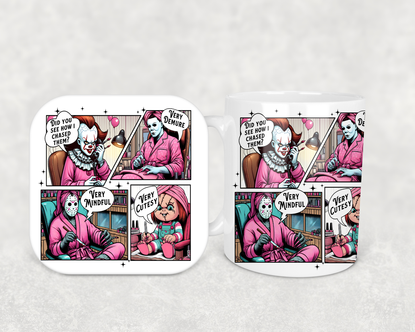 Horror ' Very Demure'Mug & Coaster set