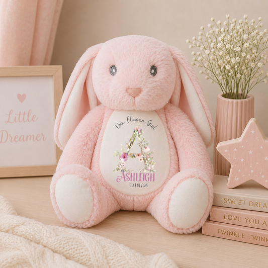 Personalised Flower Girl Bunny | Custom Soft Toy Bunny | Flower Girl Gift | Personalised Bunny Rabbit | Wedding Keepsake Gift for Flower Girl