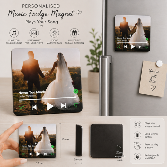 Personalised Wedding/Anniversary Gift | Personalised Magnet With Sound/Message | Giftable Fridge Magnet Plays Song/message| Music Gift