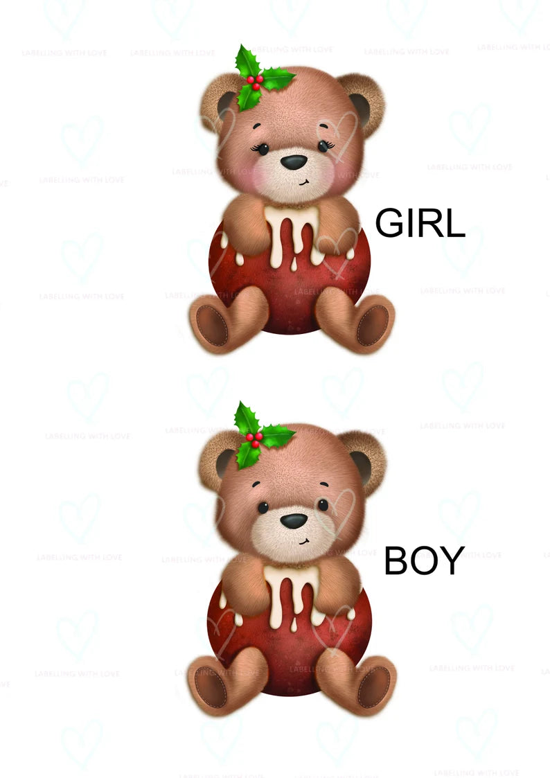 Personalised Christmas Pudding Bear Sack