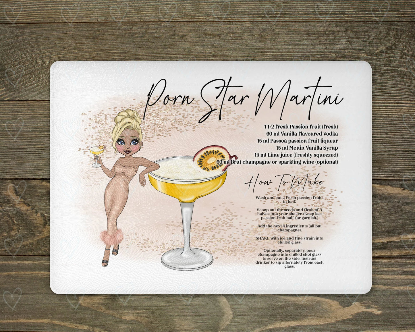 Cocktail Dolly Chopping Board - Porn Star Martini