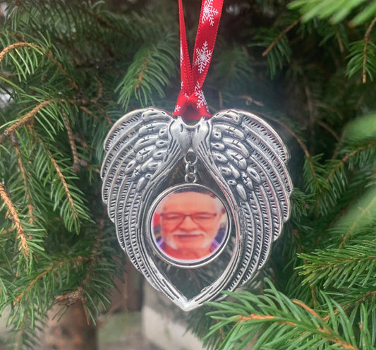 Angel Wings With Photo | Christmas Memorial Decoration | Memorial Decoration | Christmas Decoration With loved One