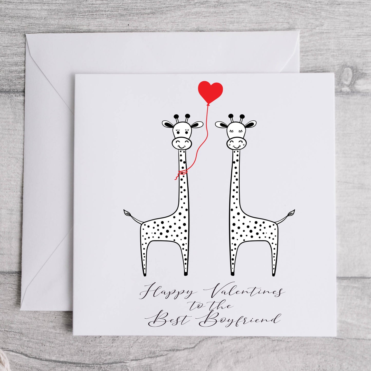 Personalised Giraffe Valentines Card