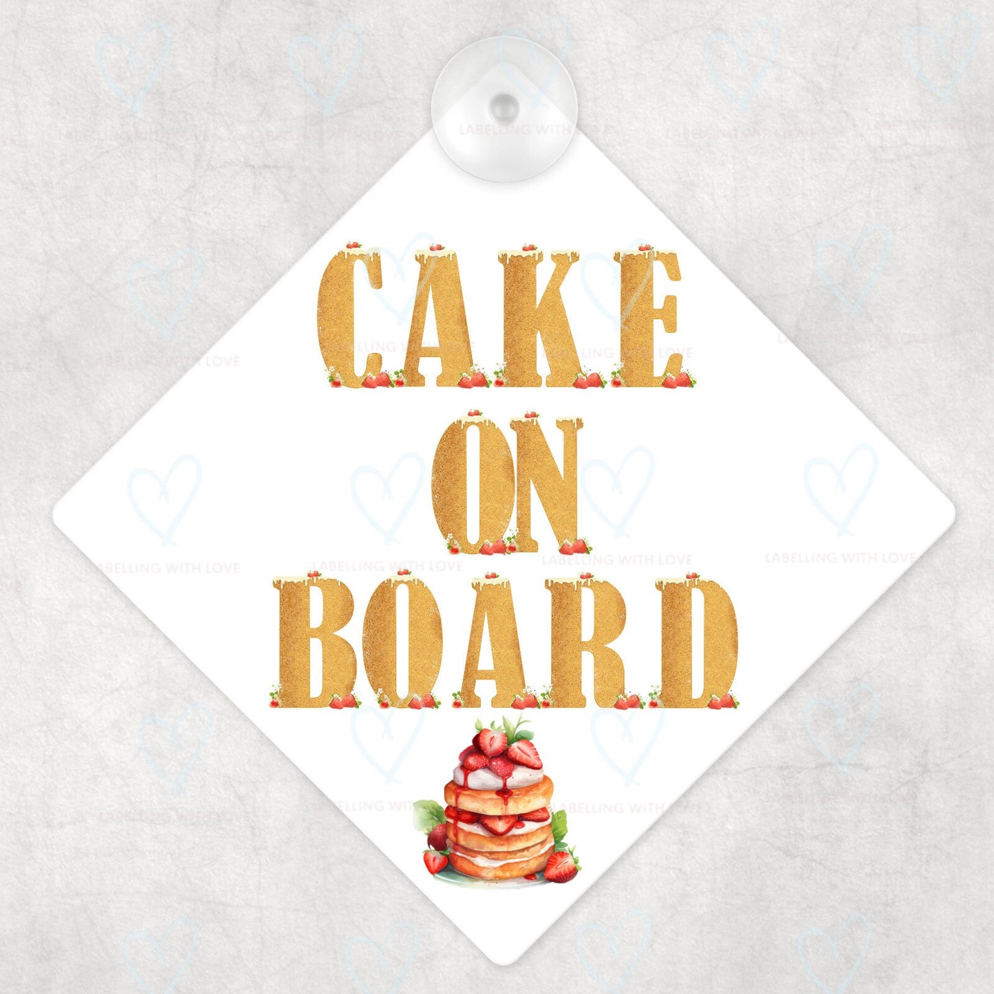 Cake on board car sign | Advertise fragile goods delivery in progress | Suction cup sign | Business caution