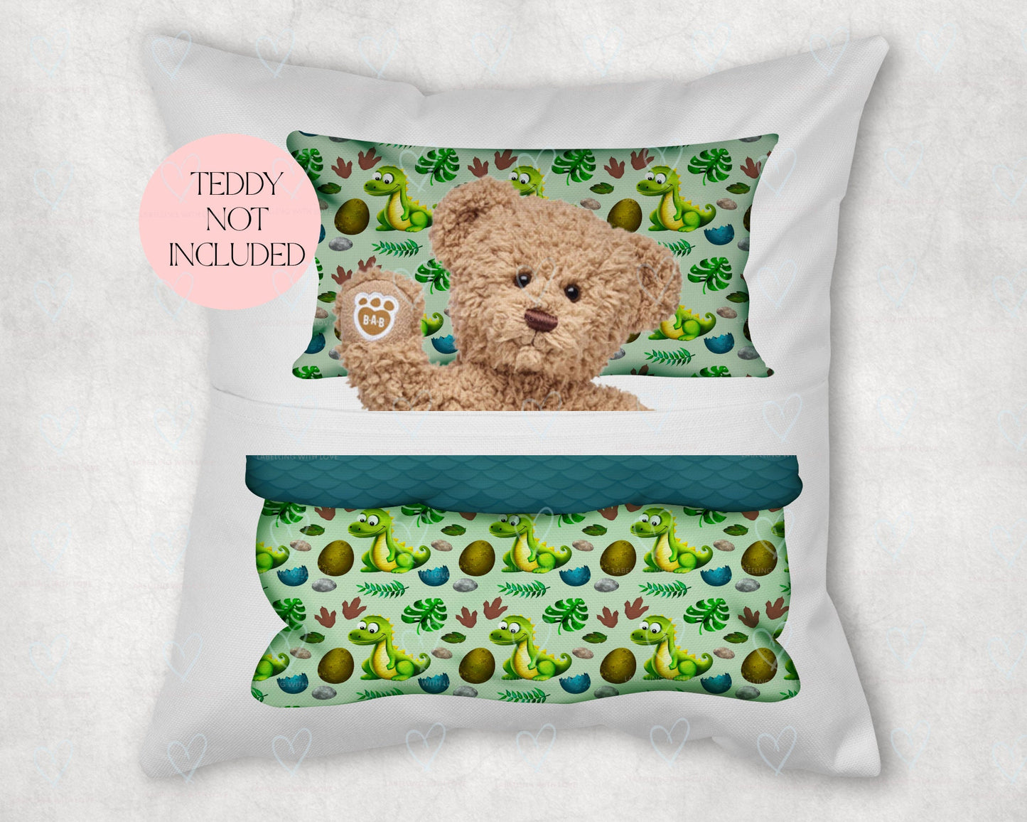 Children's Teddy Cushion | Children's pocket cushion | Unicorn, Fairy, Dinosaur, Space, Jungle theme | Pretend play with dolly