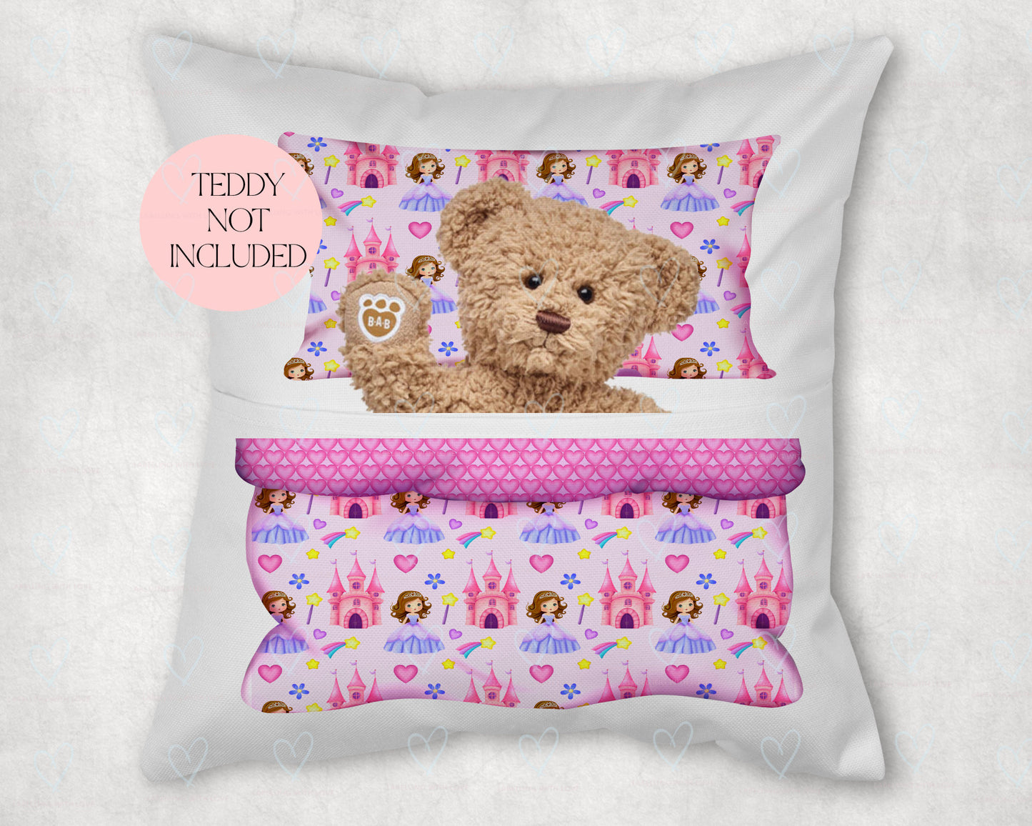 Children's Teddy Cushion | Children's pocket cushion | Unicorn, Fairy, Dinosaur, Space, Jungle theme | Pretend play with dolly