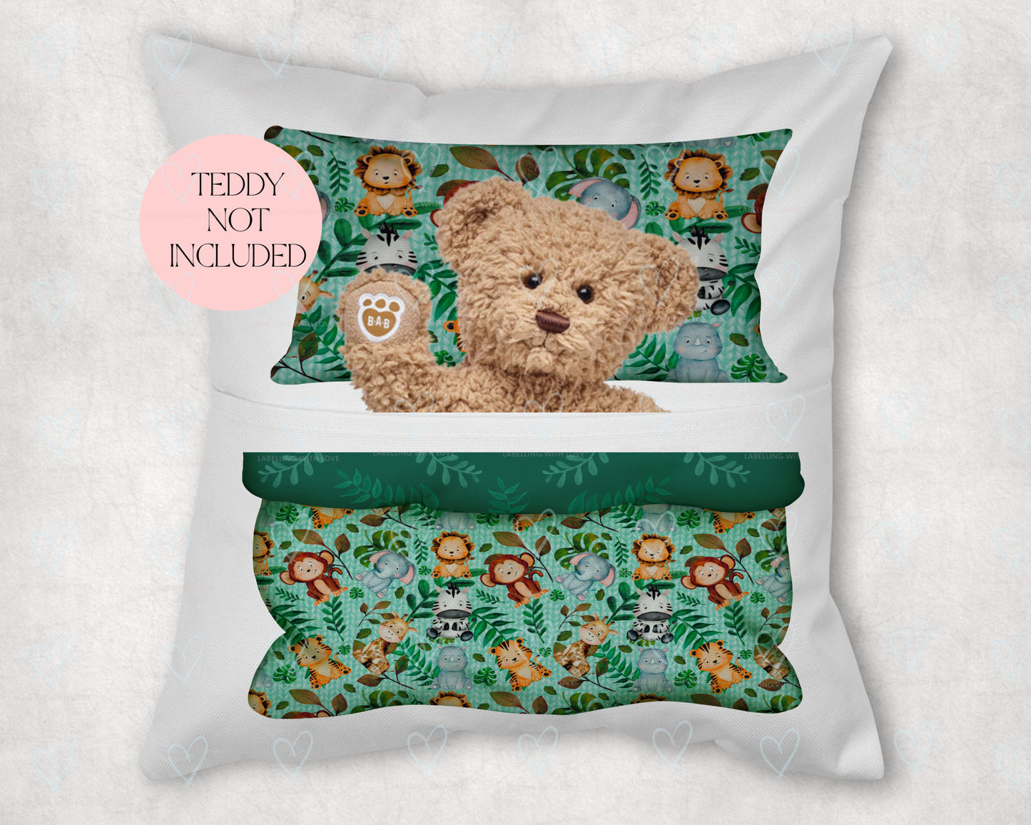 Children's Teddy Cushion | Children's pocket cushion | Unicorn, Fairy, Dinosaur, Space, Jungle theme | Pretend play with dolly