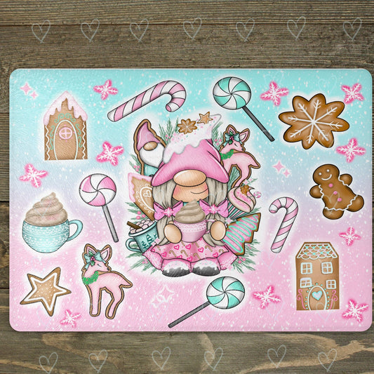 Christmas Gonk Chopping Board | Christmas Kitchen Decor | Christmas Cookie Chopping board | Gnome Cutting Board | Glass Board