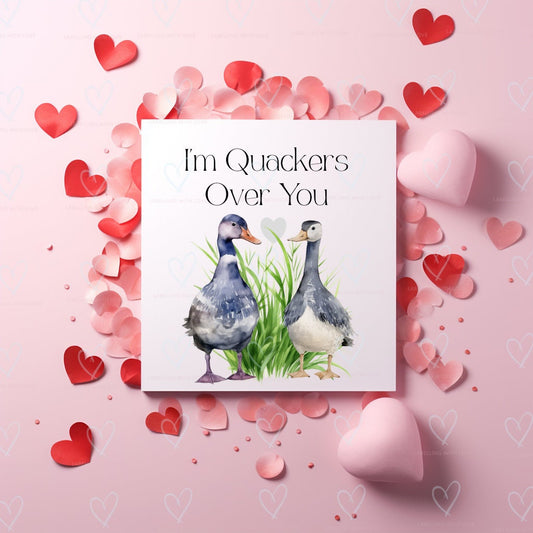 Cute Duck Card | I'm Quackers Over You Greeting Card With Ducks | Valentines Card | Birthday Card