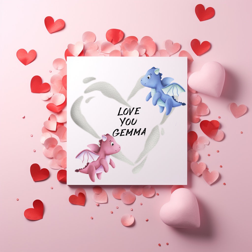 Cute Valentines card | Dragon Valentines card | Cute Personalised Greeting Card | Card for loved one