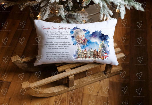 Christmas Eve Pillow Case | Santa Christmas Cushion Cover | Festive Bed Pillowcase for Kids | Christmas Eve Tradition | Standard Bed Pillow Size