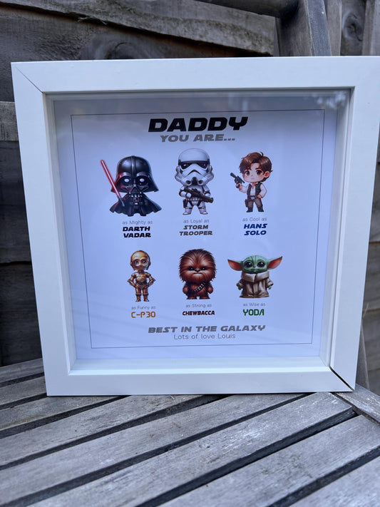 Personalised Character Frame | Personalised Star Wars FunkoPop Inspired Frame | Birthday Dad Son Daughter Friend Teacher Mum Gifts