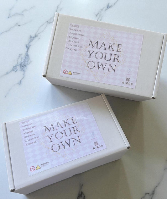 Make Your Own Gift Set Kit | DIY Cold Cup & Keyrings or Bookmark | Craft Kit with Decals | Personalised Gift Box | Creative DIY Kit