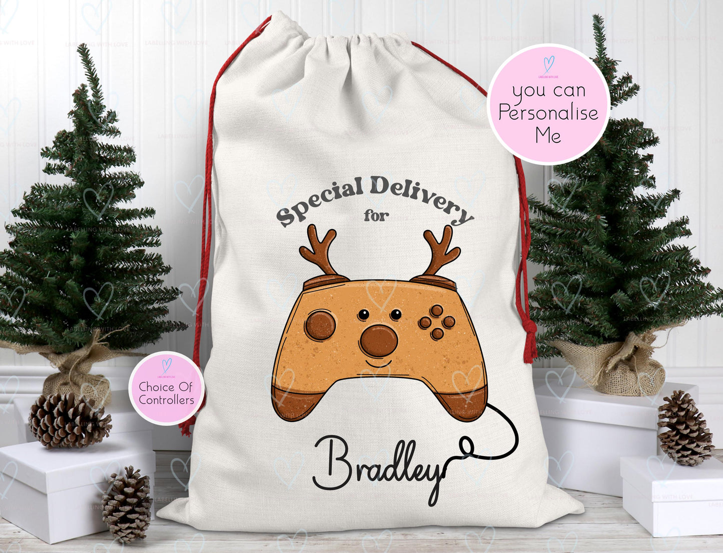 Christmas Gamer Sack | Santa Sack | Christmas Present Sack | Xmas Gamer Controller Sack