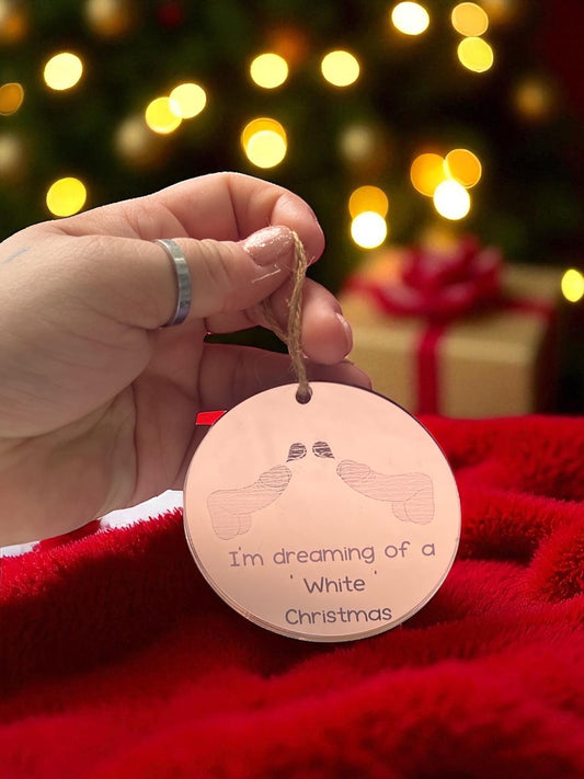 Rude Christmas Bauble | Funny Adult Christmas Ornament | “I’m Dreaming Of A White Christmas” Mirror Acrylic Decoration | 18+ Secret Santa Gift