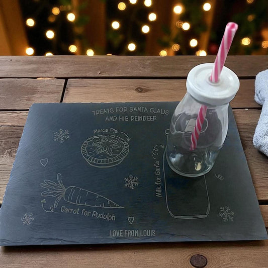 Christmas Eve Treat Board for Father Christmas | Personalised Laser engraved christmas Eve Board | Snack For Santa & Reindeer