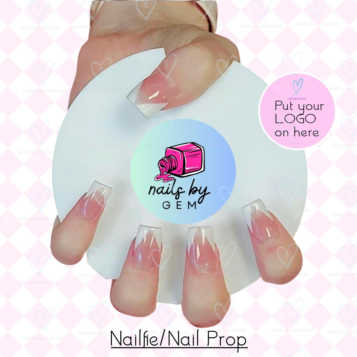 Personalised logo Nailfie | Nailfie disc | Nail Prop | Business signage | Nail tech gift | Nail tech accessory