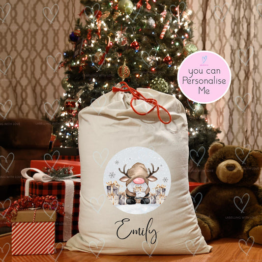 Personalised reindeer gnome/gonk sack | Personalised Santa Sack | Christmas Sack | Special Delivery Christmas Eve sack | Xmas sack