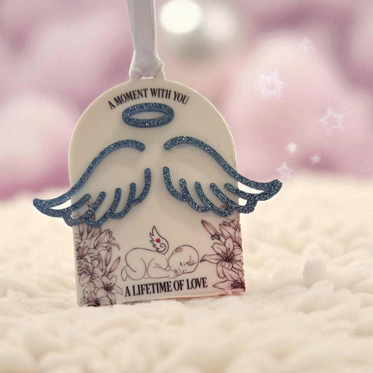 Personalised Baby Memorial Christmas Ornament, Angel Wings Bauble, Baby Loss Keepsake, In Memory Ornament, Custom Baby Name Decoration