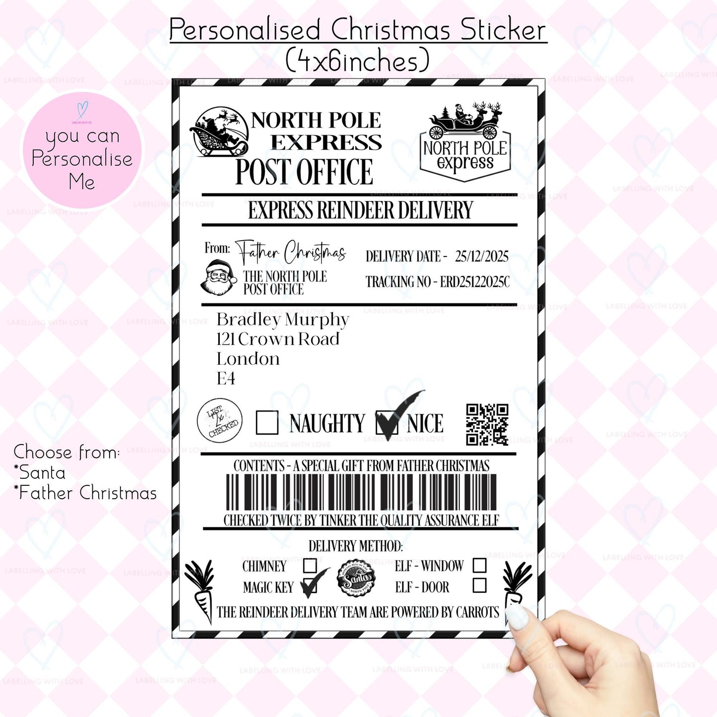 Personalised Santa Delivery Label | North Pole Christmas Gift Sticker