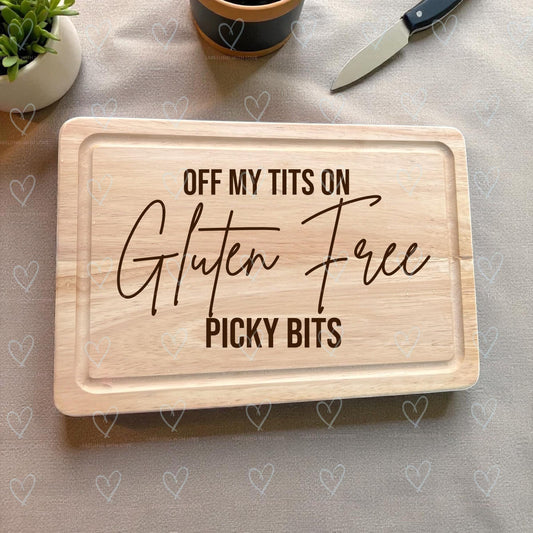 Funny Allergy Charcuterie Board | "Off My Tits On Picky Bits"
