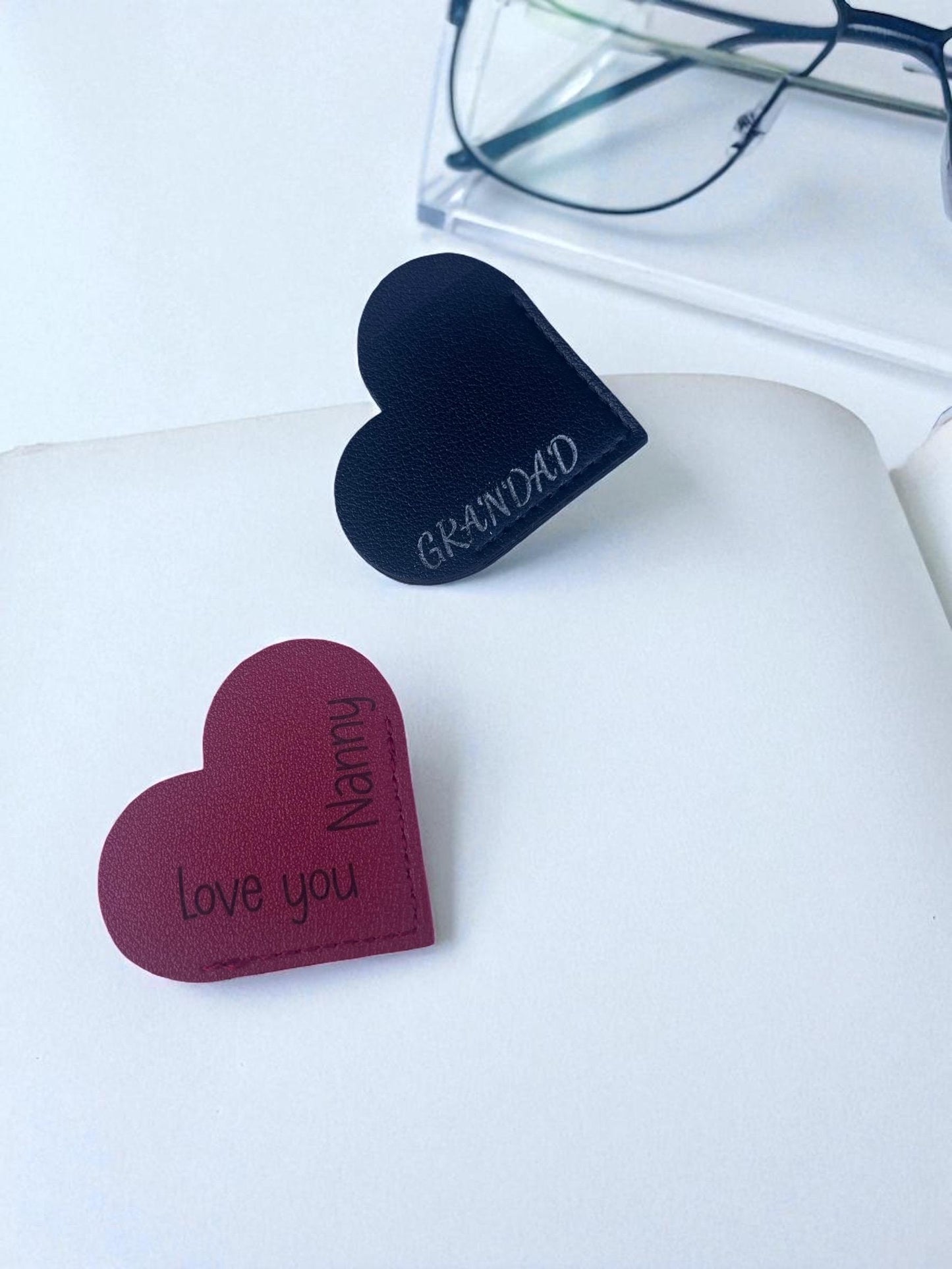 personalised engraved bookmark hearts | Heart book coners | save your page markers