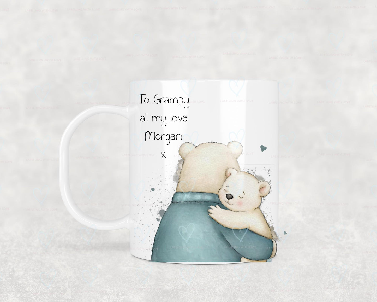 Personalised Bear Hug Mug | Custom Text Gift For Grandparents