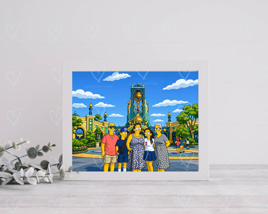 Custom The Simpson inspired Portrait |  Home Decor Print | Personalised Simpson Inspired Print