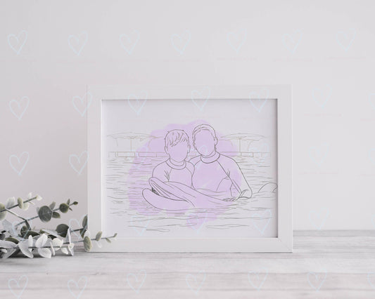 Custom Minimalist Lineart Portrait Personalised Photo to Art Minimal Couple Family & Pet Print Personalised Wall Art Gift