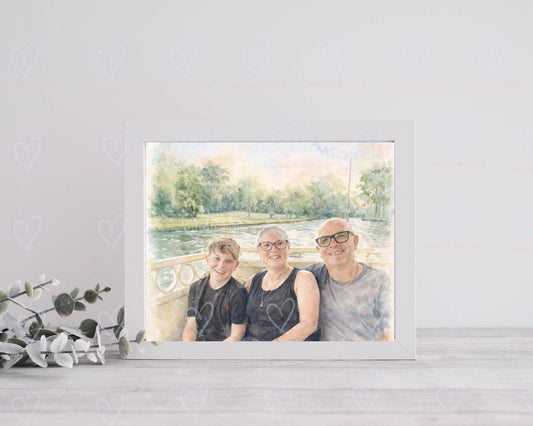 Personalised Watercolour Portrait from Your Photo | Custom Family Illustration