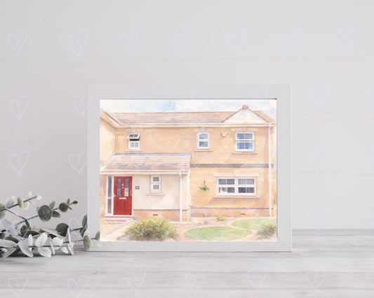 Personalised Watercolour House Portrait | New Home Gift | Framed/Unframed Print Custom Illustration