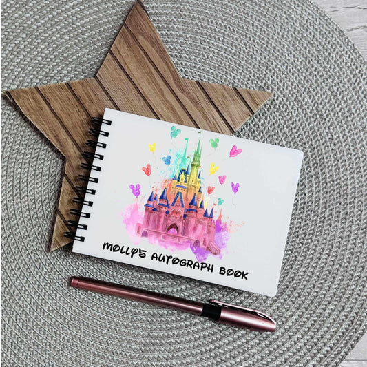 Personalised Autograph Book A6 | Custom Theme Park Autograph Album | Kids Character Signature Book | Disney Trip Keepsake Gift