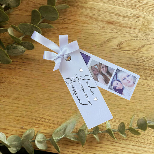 Personalised Bridesmaid Thank You Card with Photos |Maid of Honour Gift |Custom Wedding Photo Card |Keepsake Bookmark |Wedding Thank You Tag