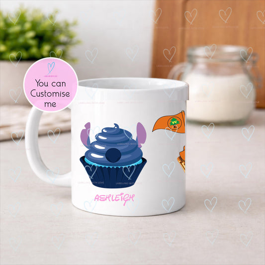 Disney Inspired Personalised Cupcake Mug | Custom Name 11oz Coffee Cup | Matching Family Character Mug | Magical Birthday Gift