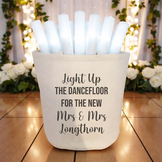 Personalised Wedding Glow Stick Basket | Light Up The Dancefloor Wedding Trug | Custom Wedding Reception Decor | Glow Stick Holder | Wedding Party Basket