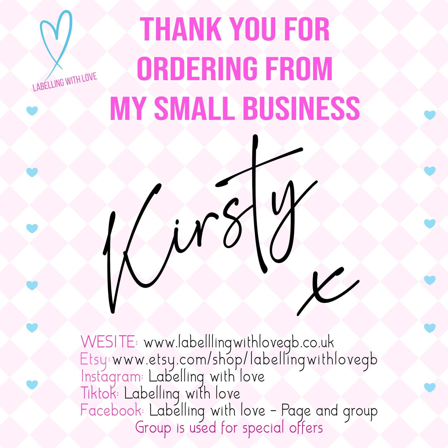 Personalised Sentiment Card, Thinking of You, Inspirational Message