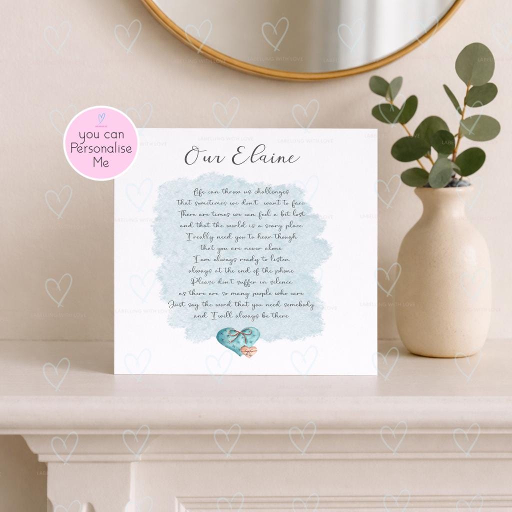Personalised Sentiment Card, Thinking of You, Inspirational Message
