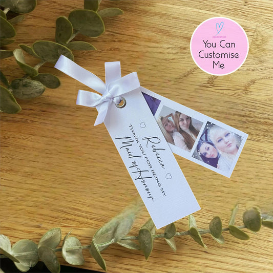 Personalised Maid Of Honour Thank You Card with Photos | Thank You Gift |Custom Wedding Card | Keepsake Bookmark | Wedding Thank You Tag