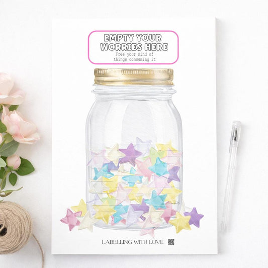 Worry Jar Note Pad | Anxiety & Mental Health Journal | Self Care Mindfulness Pad | Positive Mental Health Stationery