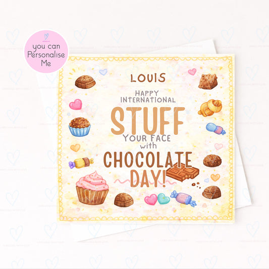 Personalised Chocolate Day Card, Funny Chocolate Card, Custom Name Card, International Chocolate Day Card, Sweet Treat Card, Food Lover Gift