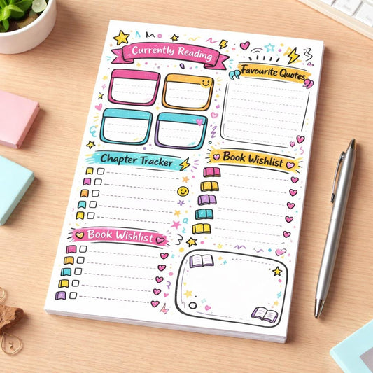 Reading Tracker Notepad A5 | Tear Off Book Log Planner | Chapter Tracker Wishlist | Book Lover Gift | Cute Stationery Pad
