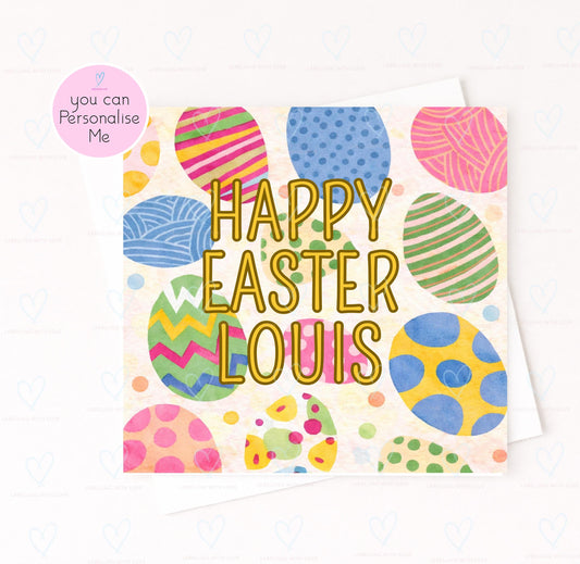Personalised Easter Card, Custom Name Easter Card, Happy Easter Card, Kids Easter Card, Easter Egg Card, Personalised Greeting Card