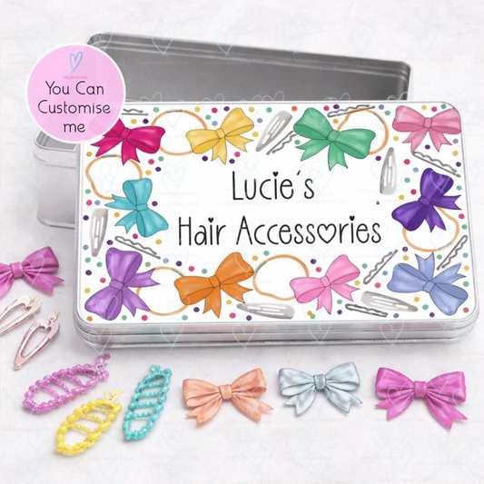 Personalised Hair Accessory Storage Tin | Keepsake Box