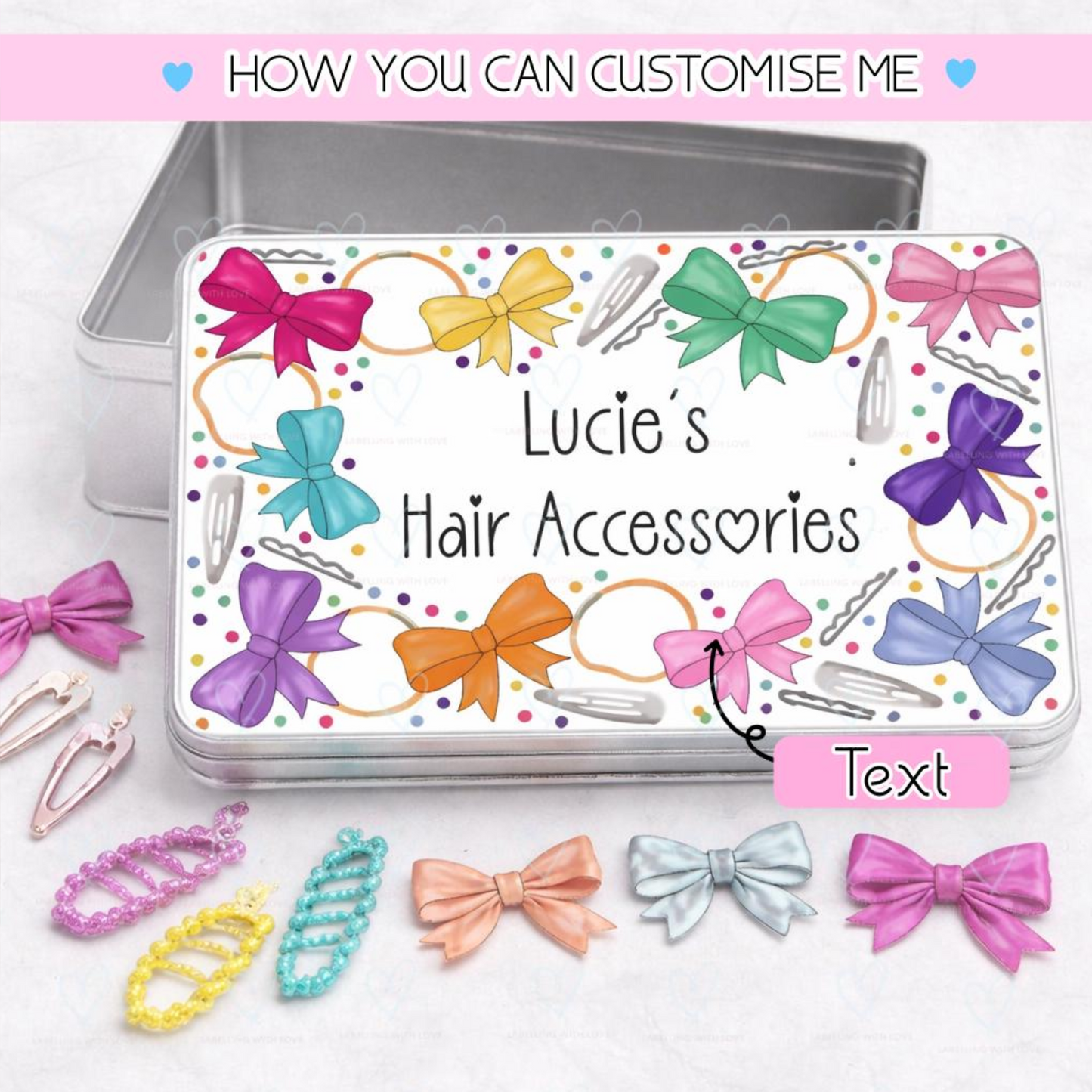 Personalised Hair Accessory Storage Tin | Keepsake Box