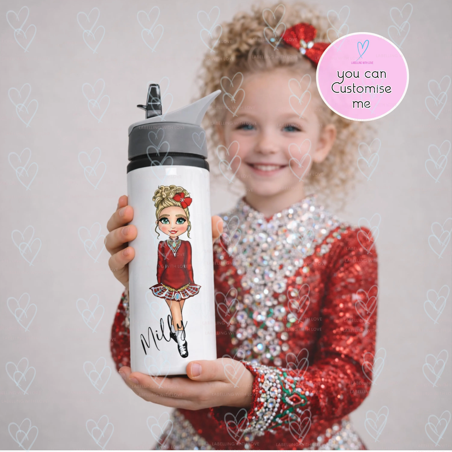 Personalised Irish Dancing Water Bottle 600ml, Custom Name Dance Bottle, Girls Aluminium Bottle, Irish Dancer Gift, School Bottle